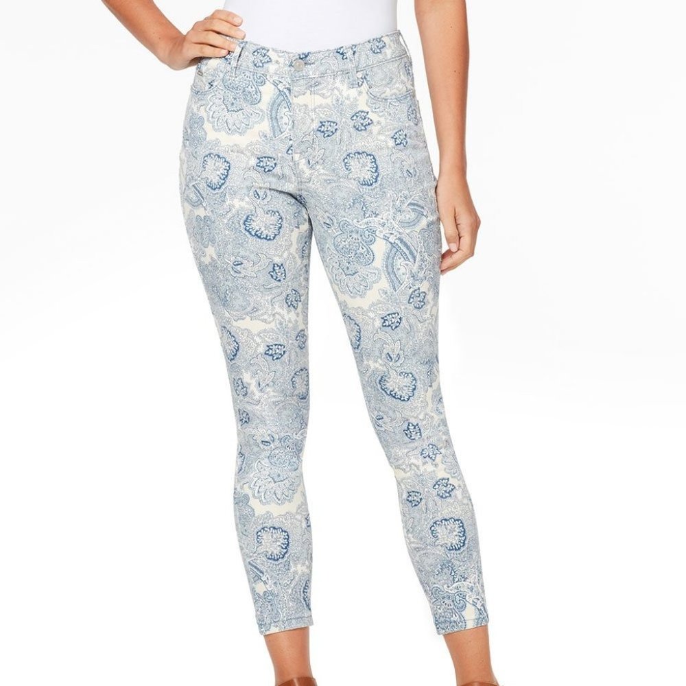 Nine West Gramercy Skinny Ankle Soft Luxury Women's Jeans Size 4 Paisley NWT